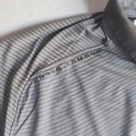 Under Armour Golf shirt men's size XL grey stripes pattern HeatGear loose fit - Picture 9 of 12